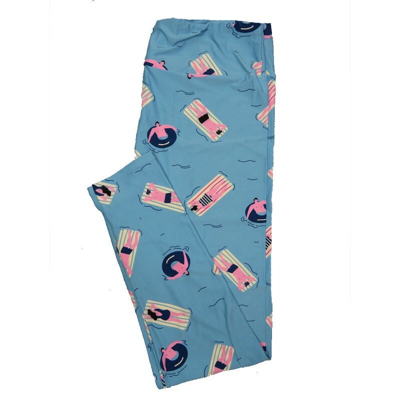 LuLaRoe Tall Curvy TC Buttery Soft Leggings Sunbathers Tan Float Swimming Pool fits Adult Women sizes 12-18  TC-7028-A4