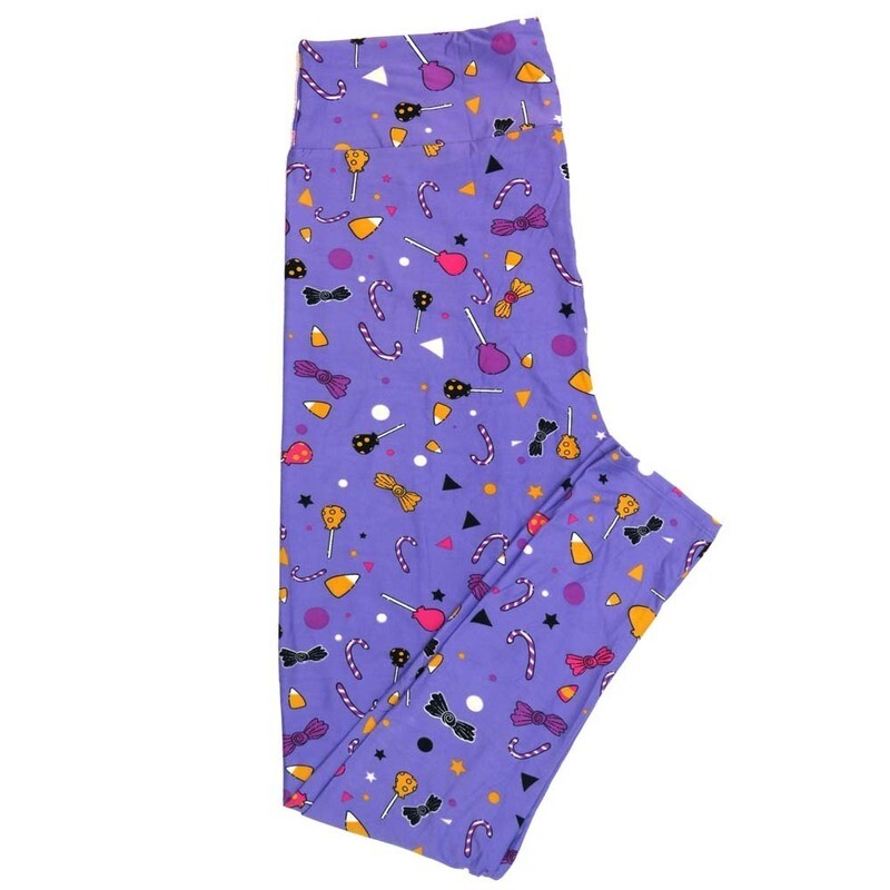 LuLaRoe Tall Curvy (TC) Halloween Candy Suckers Corn Canes Purple Black Pink White Yellow Buttery Soft Leggings 7082-B14 fits Adult Women sizes 12-18 LuLaRoe Tall Curvy (TC) Halloween Candy Suckers Corn Canes Purple Black Pink White Yellow Buttery Soft Leggings 7082-B14 fits Adult Women sizes 12-18