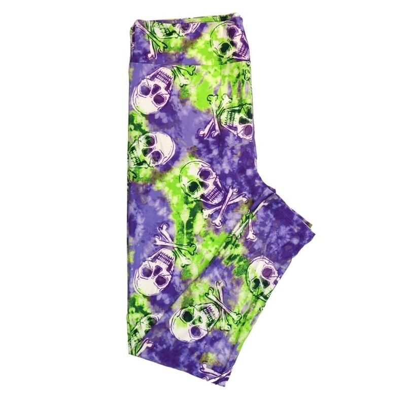 LuLaRoe Tall Curvy (TC) Halloween Skulls Cross Bones Tye Dye Purple White Green Black Yellow Buttery Soft Leggings 7093-B15 fits Adult Women sizes 12-18 LuLaRoe Tall Curvy (TC) Halloween Skulls Cross Bones Tye Dye Purple White Green Black Yellow Buttery Soft Leggings 7093-B15 fits Adult Women sizes 12-18