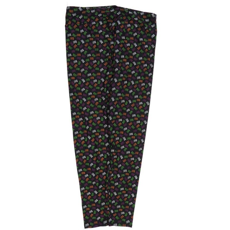 LuLaRoe Tall Curvy TC Halloween BOO! Black White Magenta Green Buttery Soft Leggings fits Adult Women sizes 12-18  7072-B