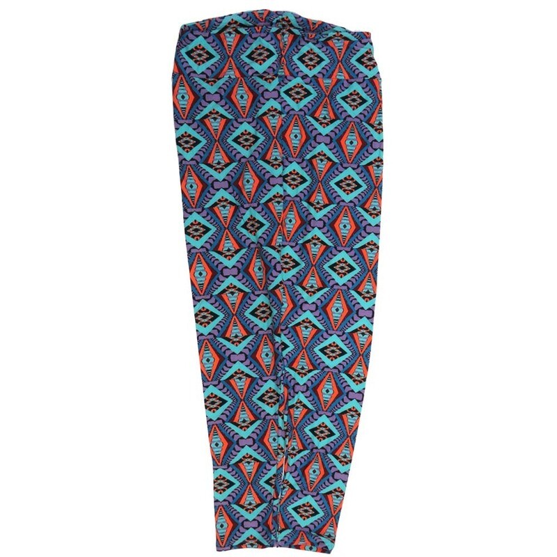 LuLaRoe Tall Curvy TC 70s Trippy Blue Black Gray Buttery Soft Leggings fits Adult Women sizes 12-18  7076-G