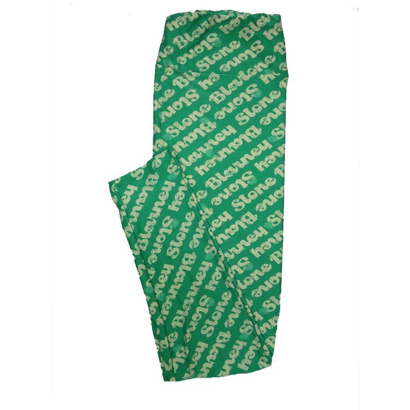 LuLaRoe Tall Curvy TC Lucky Irish &quot;Blarney Stone&quot; St Patricks Day Irish Notre Dame Green Buttery Soft Leggings fits Adult Women sizes 12-18