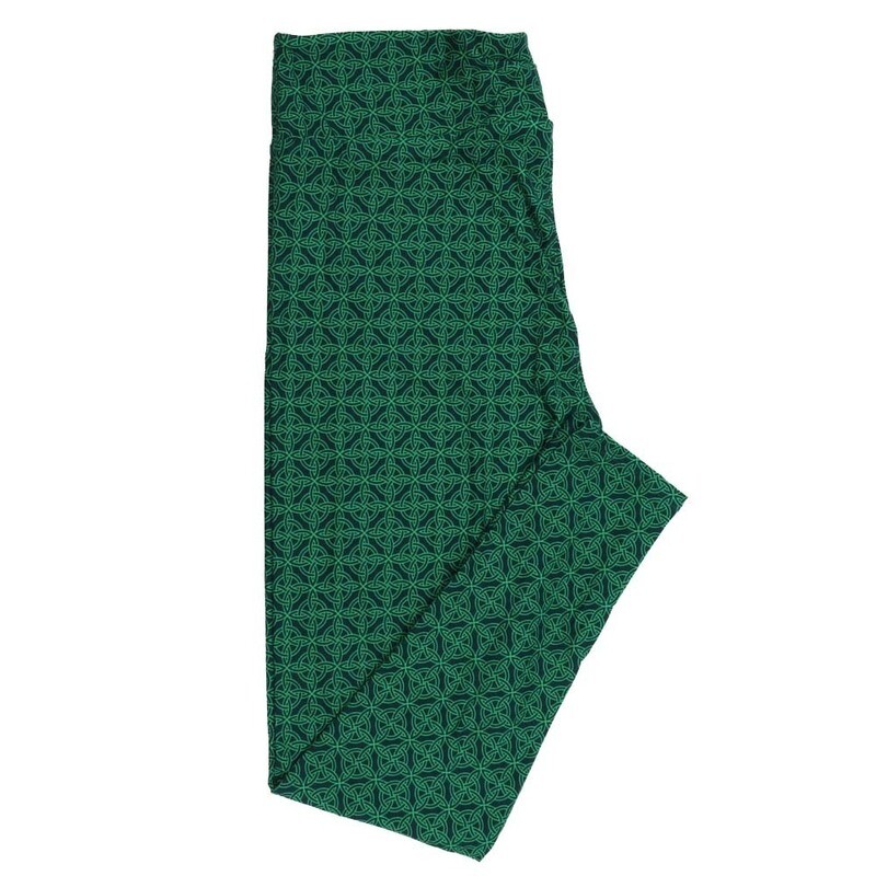 LuLaRoe Tall Curvy TC Lucky Irish St Patricks Gaelic Loop Dark Light Green Leggings fits Adult Women sizes 12-18  7408-D-580934