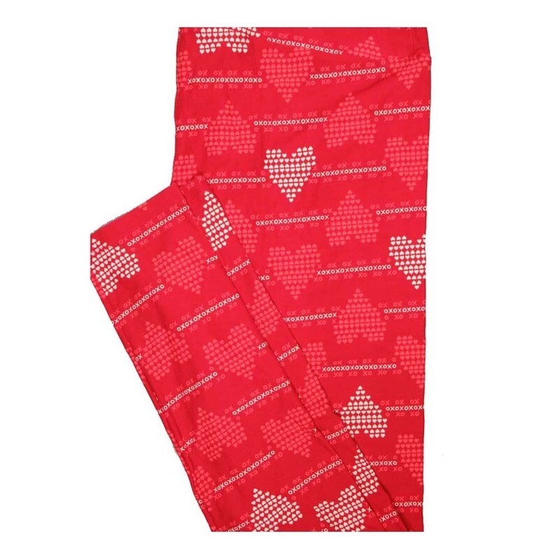 LuLaRoe Tall Curvy TC Valentines XO&#39;s Hearts Stripes Buttery Soft Leggings fits Women 12-18