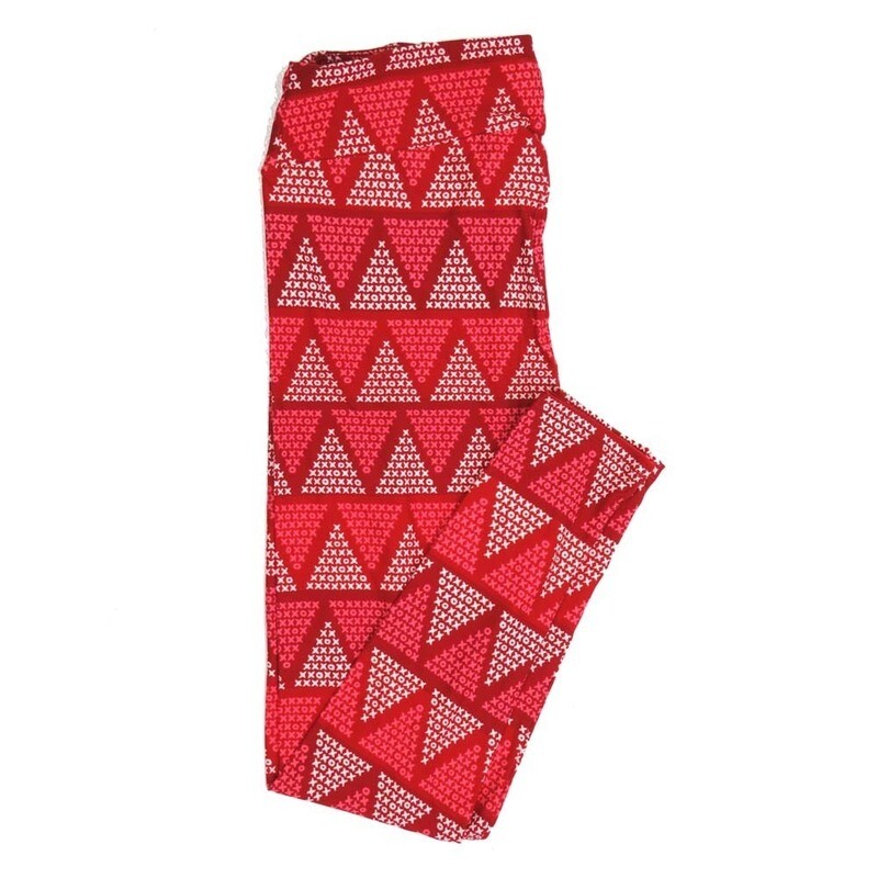 LuLaRoe Tall Curvy TC Valentines X&#39;s and O&#39;s Traingle Stripes Love Hearts Buttery Soft Leggings fits Adult Women sizes 12-18   TC-7354-D2