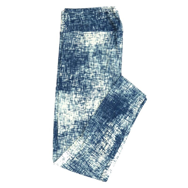 LuLaRoe Tall Curvy TC Crosshatch Blue White Leggings fits Adult Women sizes 12-18 7425-E3
