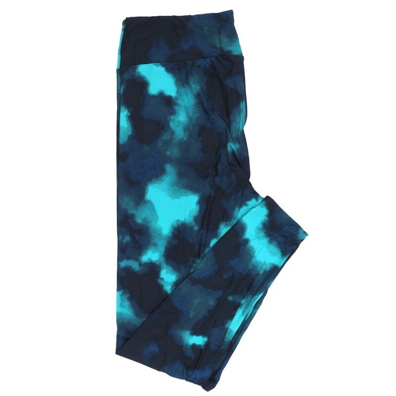 LuLaRoe Tall Curvy TC Stormy Clouds Black Blue Leggings fits Adult Women sizes 12-18 7398-H