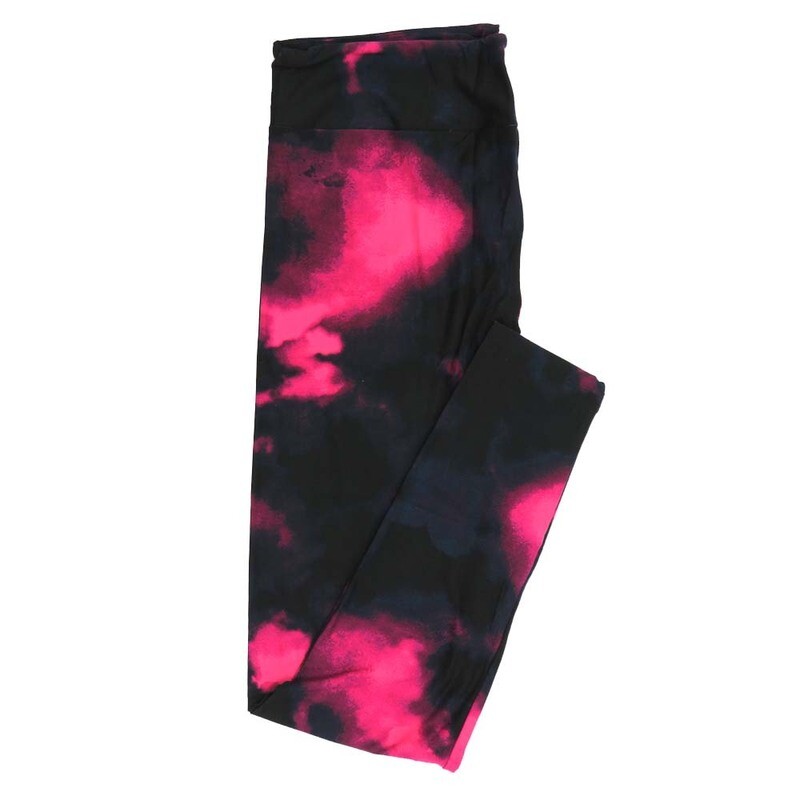 LuLaRoe Tall Curvy TC Stormy Clouds Skies Black Magenta Pink Leggings fits Adult Women sizes 12-18 7425-A5