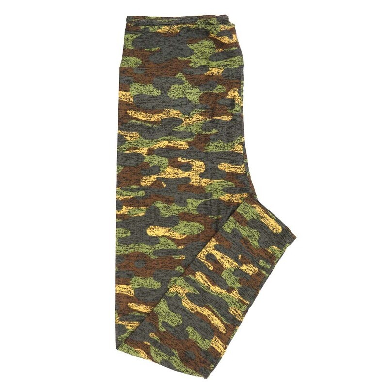 LuLaRoe Tall Curvy TC Mottled Camouflage Green Gray Black Leggings fits Adult Women sizes 12-18 7078-B5