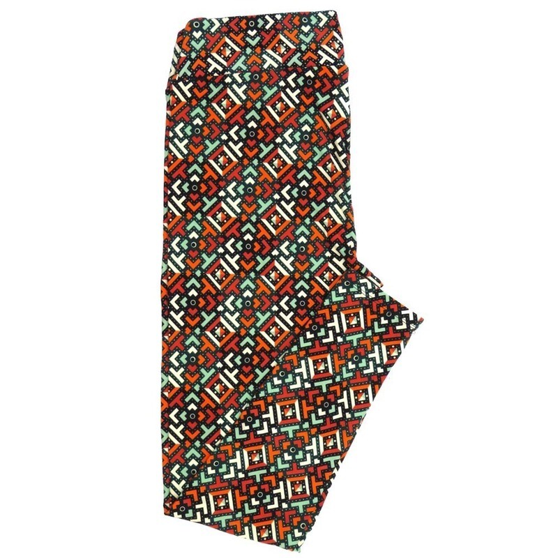 LuLaRoe Tall Curvy TC 70s Trippy Polka Dot Maze Red Black White Gray TC-7067-Z Buttery Soft Leggings fits Adult Women sizes 12-18