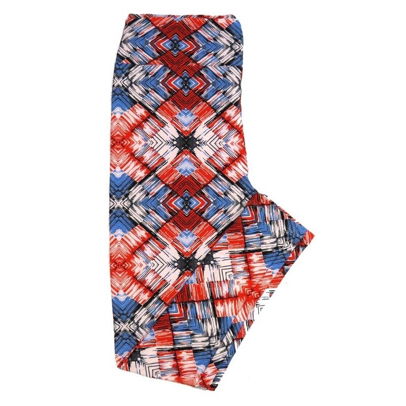 LuLaRoe Tall Curvy TC 70s Trippy Red Whtie Blue Gods Eye TC-7067-V2 Buttery Soft Leggings fits Adult Women sizes 12-18