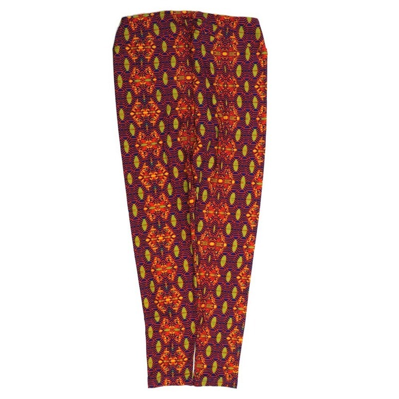 LuLaRoe Tall Curvy TC 70s Trippy Stripe Blue Red Green Buttery Soft Leggings fits Adult Women sizes 12-18  7076-L