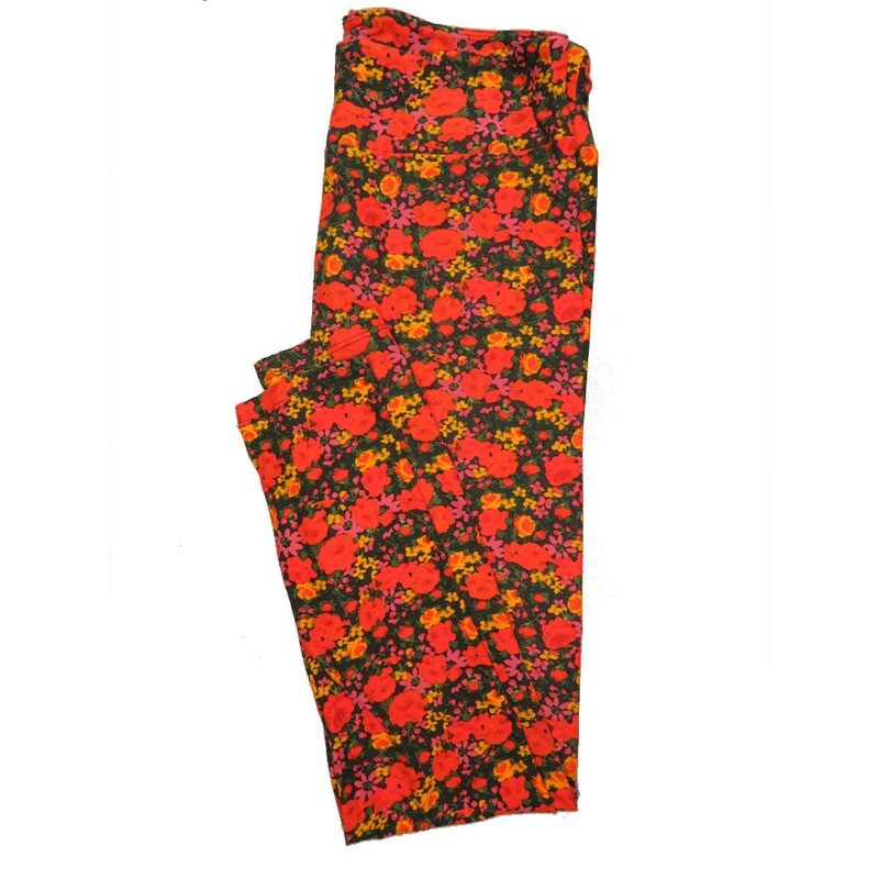 LuLaRoe Tall Curvy TC Buttery Soft Leggings Roses fits Adult Women sizes 12-18  TC-7025-H