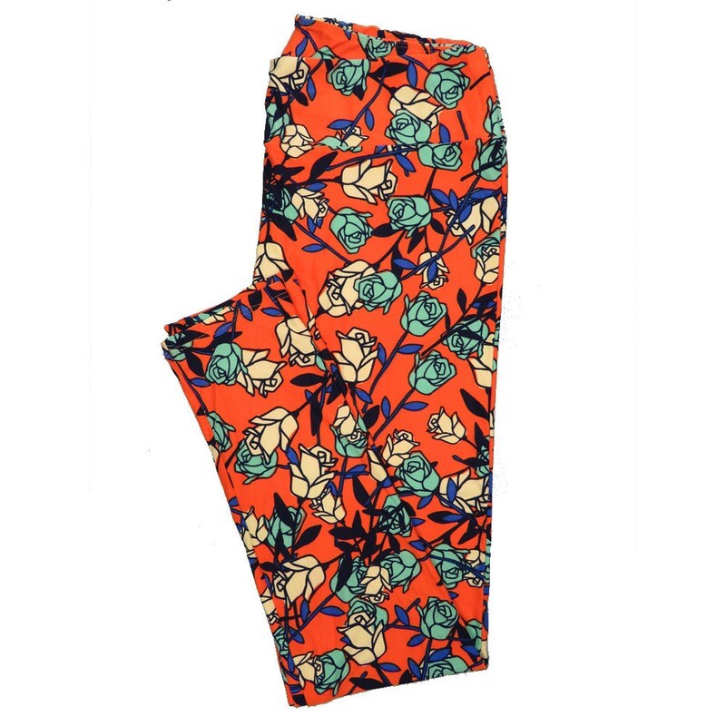 LuLaRoe Tall Curvy TC Buttery Soft Leggings Roses fits Adult Women sizes 12-18  TC-7024-V2