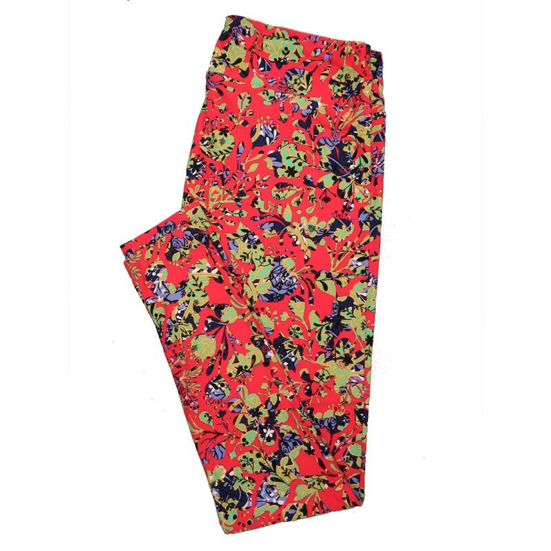 LuLaRoe Tall Curvy TC Buttery Soft Leggings Roses fits Adult Women sizes 12-18  TC-7025-I