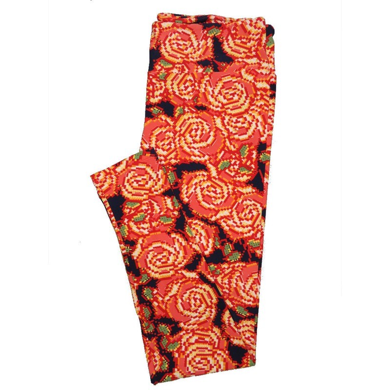 LuLaRoe Tall Curvy TC Buttery Soft Leggings Roses fits Adult Women sizes 12-18  TC-7025-B