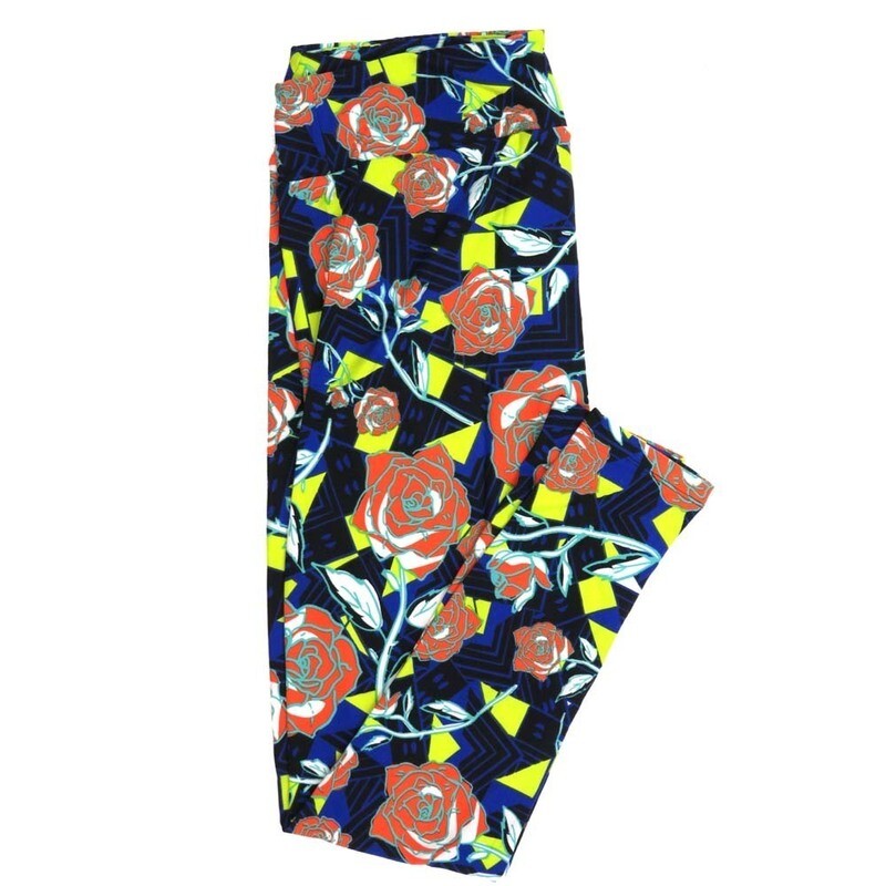 LuLaRoe Tall Curvy TC Roses Black Blue Red White Buttery Soft Leggings fits Adult Women sizes 12-18   TC-7355-H2