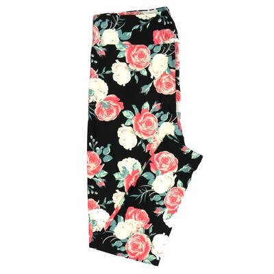 LuLaRoe Tall Curvy TC Roses Black Pink Gray Leggings fits Adult Women sizes 12-18 7419-A30