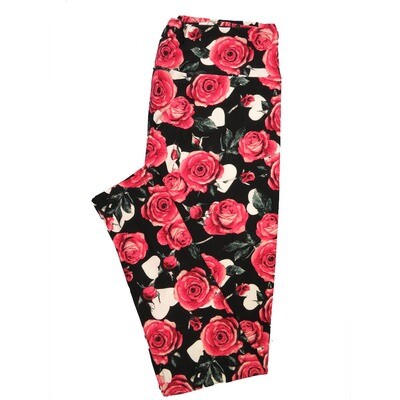 LuLaRoe Tall Curvy TC Roses Black Red White Buttery Soft Leggings fits Adult Women sizes 12-18