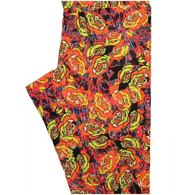 LuLaRoe Tall Curvy TC Roses Black Yellow Orange Buttery Soft Leggings fits Adult Women sizes 12-18