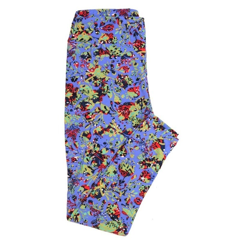LuLaRoe Tall Curvy TC Roses Blue Red Green Black TC-7065-A Buttery Soft Leggings fits Adult Women sizes 12-18