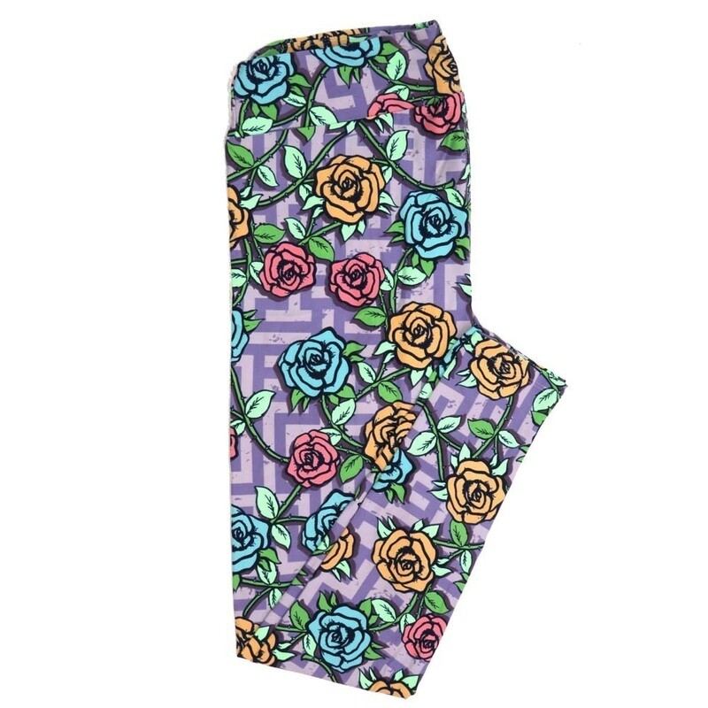 LuLaRoe Tall Curvy TC Roses Maze Buttery Soft Leggings fits Adult Women sizes 12-18   TC-7355-E4