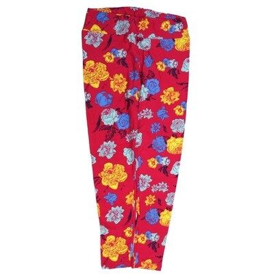 LuLaRoe Tall Curvy TC Roses Roses Carnations Red Blue White Yellow Buttery Soft Leggings fits Adult Women sizes 12-18 7076-B