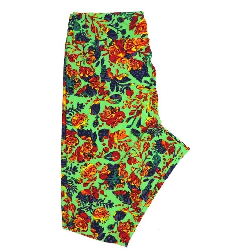 LuLaRoe Tall Curvy TC Roses Yellow Red Blue Black Green TC-7065-C Buttery Soft Leggings fits Adult Women sizes 12-18