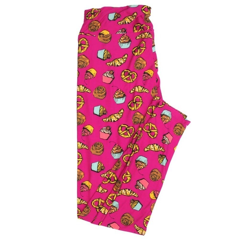 LuLaRoe Tall Curvy TC Cupcakes Pretzels Cinnamon Rolls Deserts Buttery Soft Leggings fits Adult Women sizes 12-18   TC-7350-T