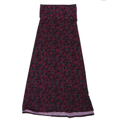 LuLaRoe Maxi c Small S Floral Black Gray A-Line Flowy Skirt fits Adult Women sizes 6-8 SMALL-319.JPG