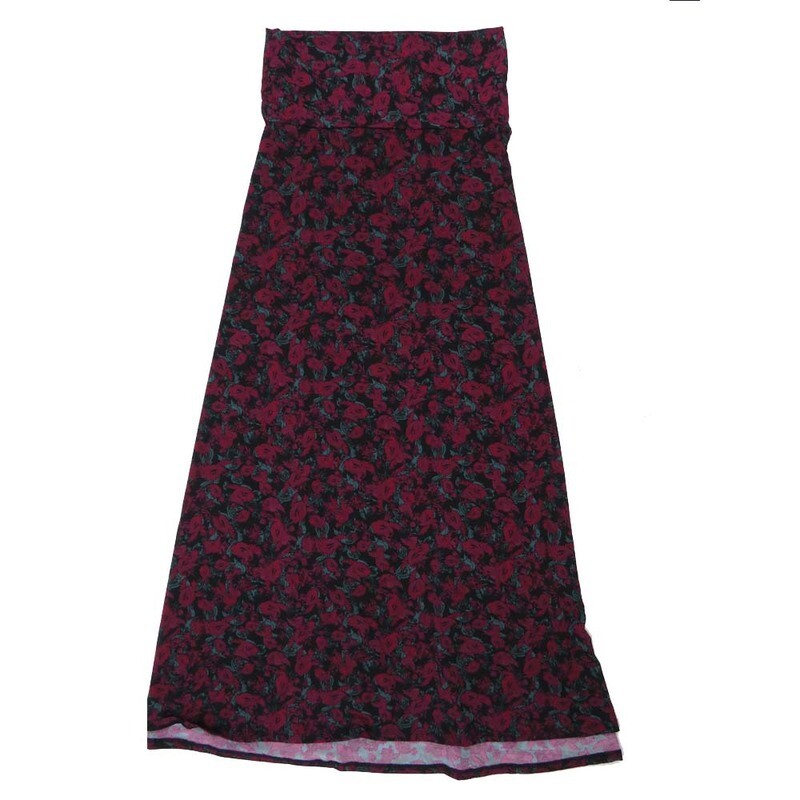 LuLaRoe Maxi c Small S Floral Black Gray A-Line Flowy Skirt fits Adult Women sizes 6-8  SMALL-319.JPG