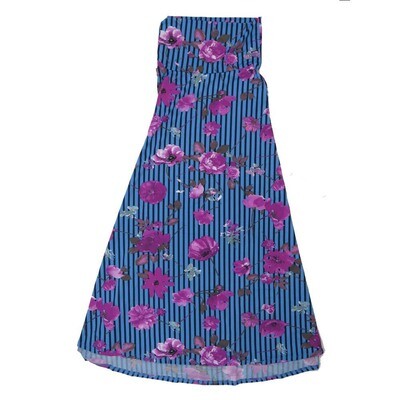 LuLaRoe Maxi c Small S Floral Stripe Purple Blue Black A-Line Flowy Skirt fits Adult Women sizes 6-8 SMALL-301.JPG