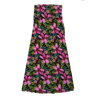 LuLaRoe Maxi c Small S Floral Black Green Pink A-Line Flowy Skirt fits Adult Women sizes 6-8 SMALL-312-D.JPG