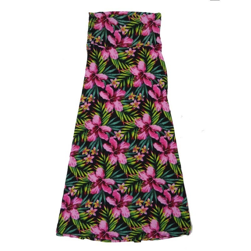 LuLaRoe Maxi c Small S Floral Black Green Pink A-Line Flowy Skirt fits Adult Women sizes 6-8  SMALL-312-D.JPG