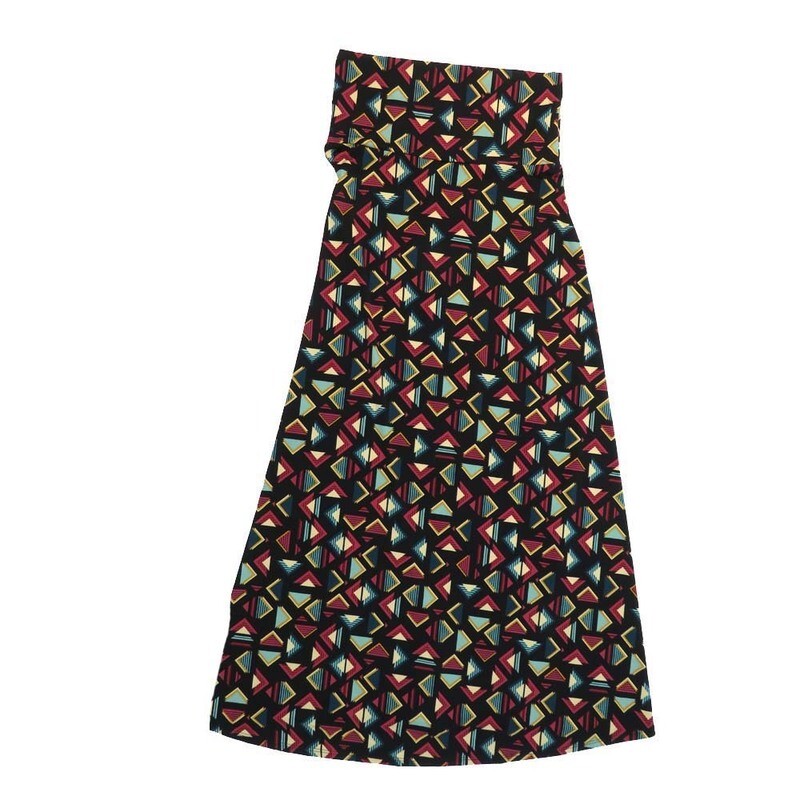 LuLaRoe Maxi c Small S Geometric Chevrons Traingles A-Line Flowy Skirt fits Adult Women sizes 6-8  SMALL-222-B