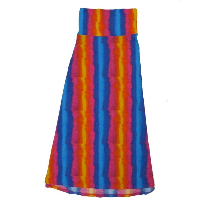 LuLaRoe Maxi c Small S Vertical Rainbow Tye Dye Stripe A-Line Flowy Skirt fits Adult Women sizes 6-8  SMALL-303-B.JPG