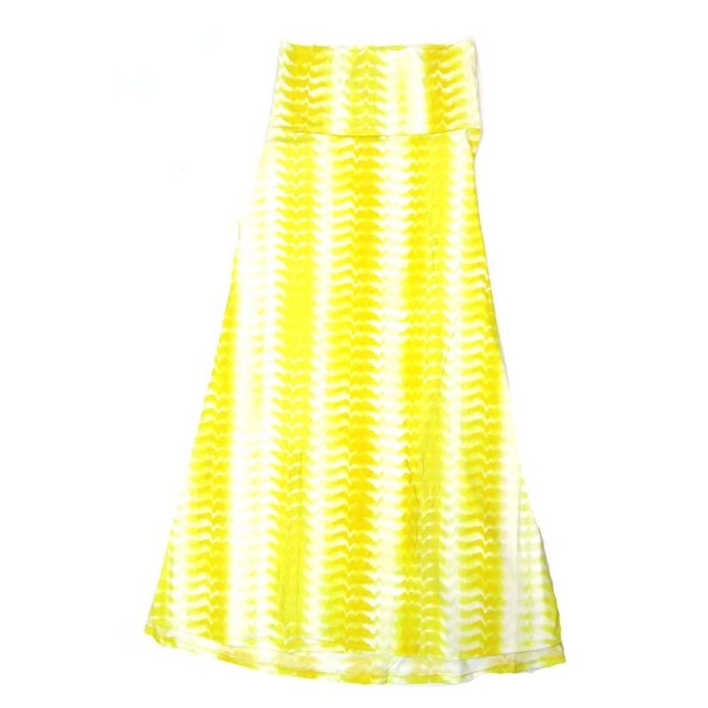 LuLaRoe Maxi c Small S Yellow White Shibori Stripe A-Line Flowy Skirt fits Adult Women sizes 6-8  SMALL-308-B.JPG