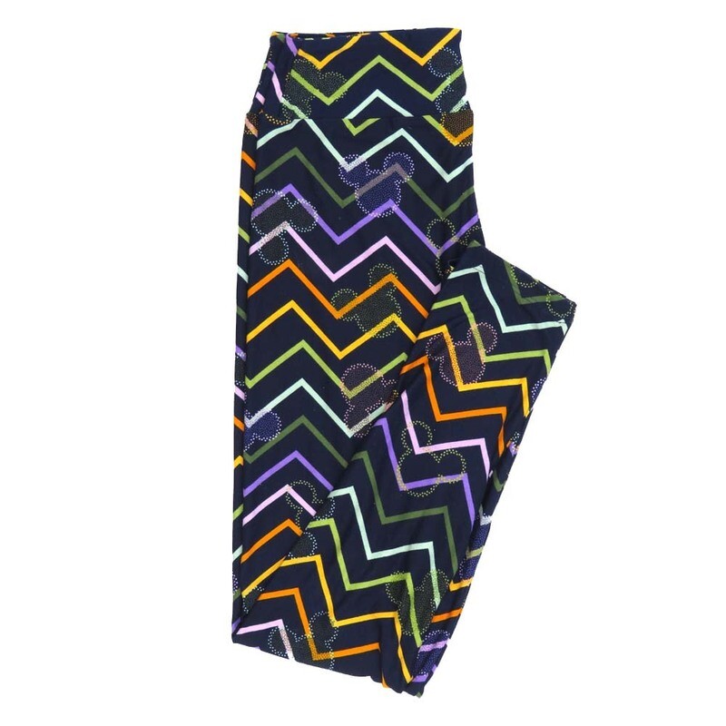 LuLaRoe One Size OS Disney Mickey Mouse Zig Zag Stripe Polka Dot Leggings fits adult sizes 2-10 4508-U