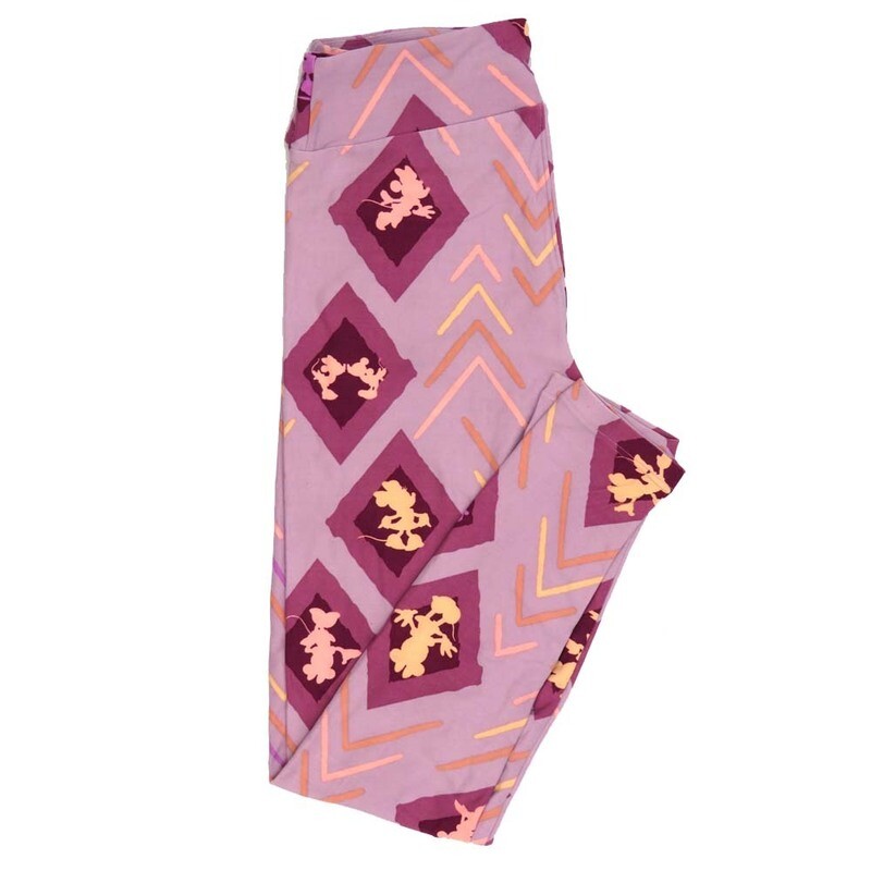 LuLaRoe One Size OS Disney Mickey and Minnie Mouse Kissing Diamond Chevrons Leggings fits adult sizes 2-10 4500-P2