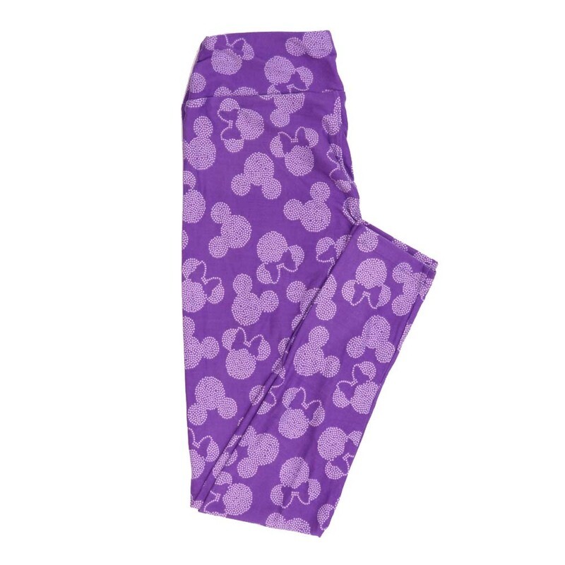 LuLaRoe One Size OS Disney Mickey and Minnie Mouse Silhouette Micro Polka dot Leggings fits adult sizes 2-10 4500-G