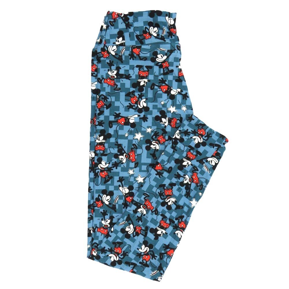 LuLaRoe One Size OS Disney Mickey Mouse Emotional Waving Knocked Out Geometric Leggings fits adult sizes 2-10 4508-I3