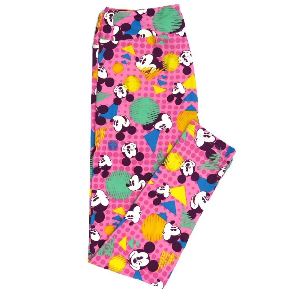 LuLaRoe One Size OS Disney Mickey Mouse Winking Smiling Triangles Polka Dots Leggings fits adult sizes 2-10 4508-H3