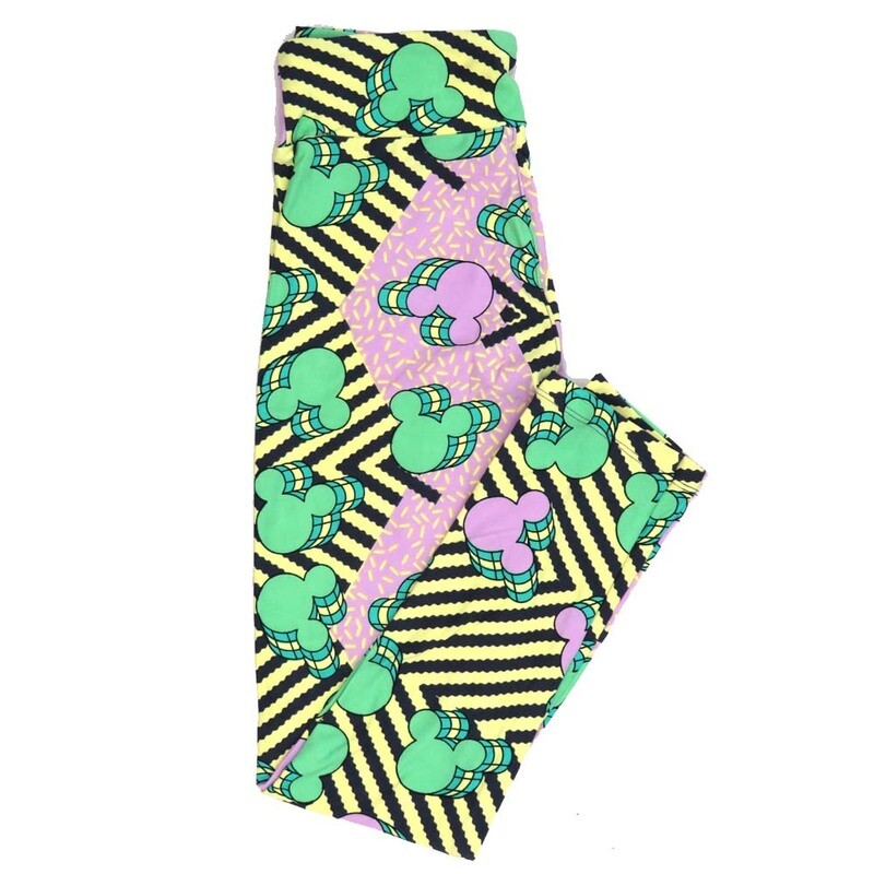LuLaRoe One Size OS Disney Mickey Mouse 3D Zig Zag Stripe Leggings fits adult sizes 2-10 4505-F
