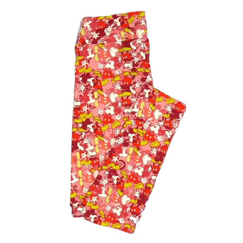 LuLaRoe One Size OS Disney Mickey Mouse Emotional Collage Leggings fits adult sizes 2-10 4508-N4