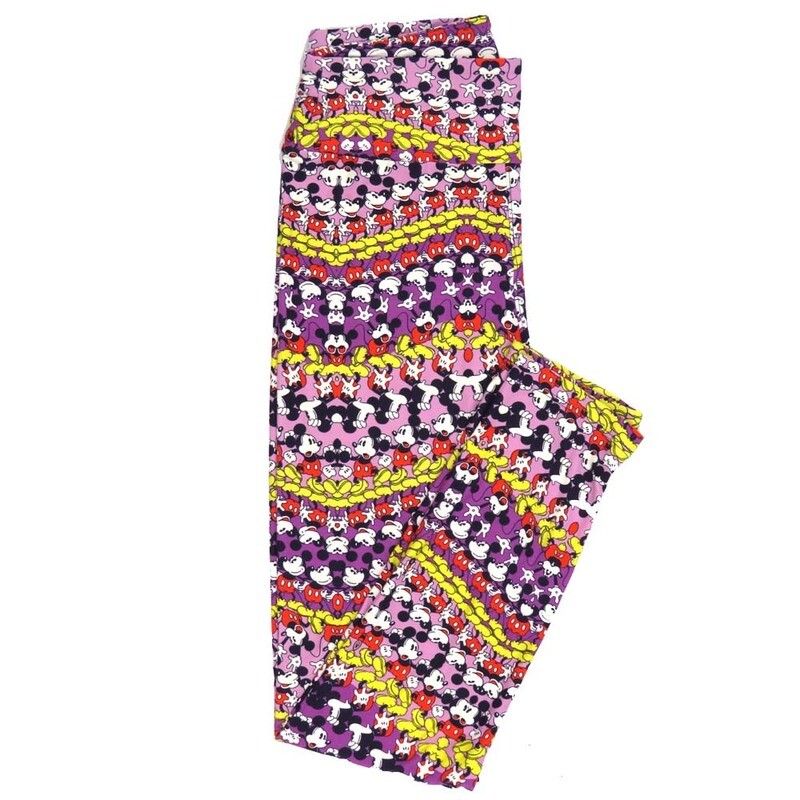 LuLaRoe One Size OS Disney Mickey Mouse Multiple Emotional Wavy Leggings fits adult sizes 2-10 4505-M