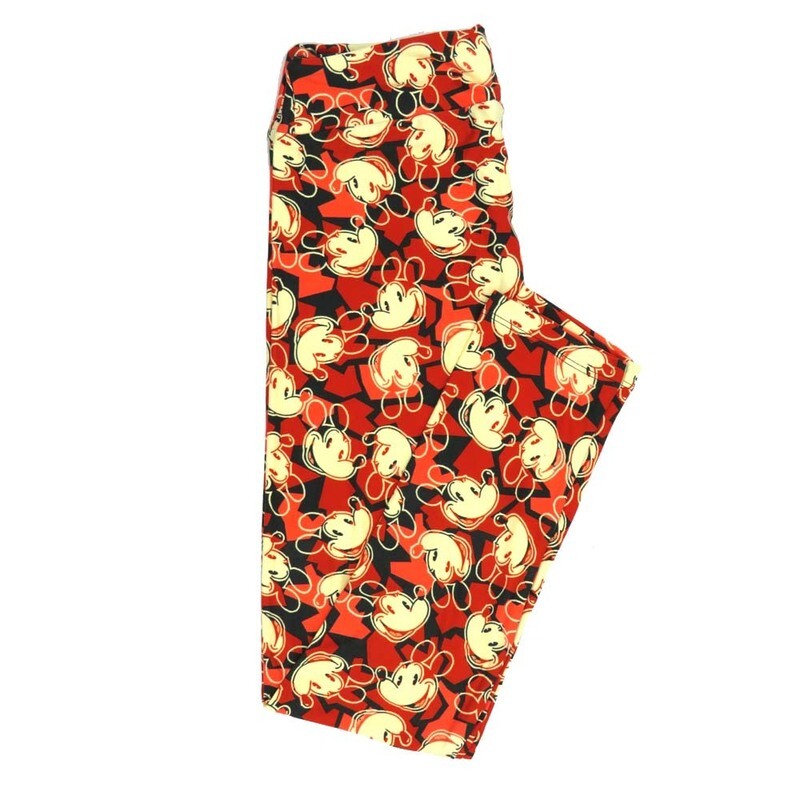 LuLaRoe One Size OS Disney Mickey Mouse Old School Smiling Geometric Leggings fits adult sizes 2-10 4507-I
