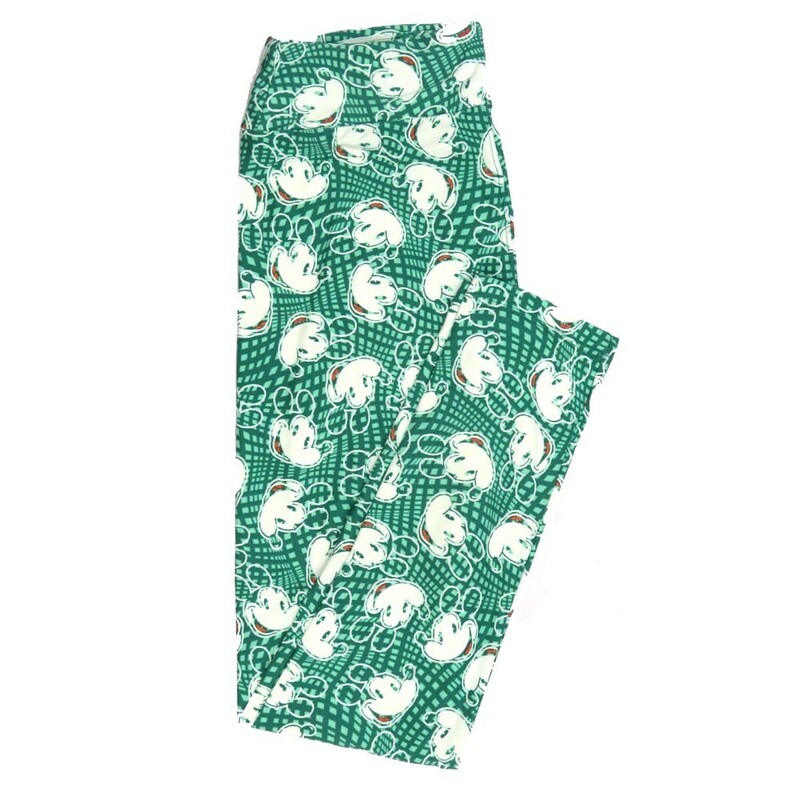 LuLaRoe One Size OS Disney Mickey Mouse OId School Smiling Wavy Rectangles Leggings fits adult sizes 2-10 4506-E