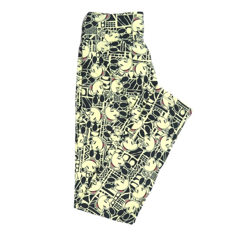 LuLaRoe One Size OS Disney Mickey Mouse Old School Smiling Stripe Block Geometric Leggings fits adult sizes 2-10 4507-R