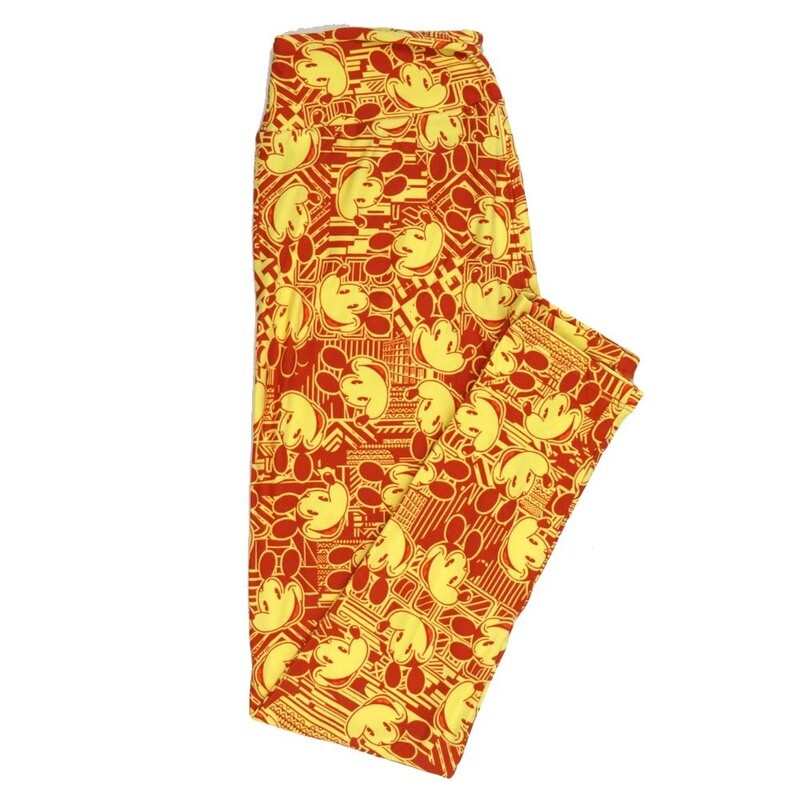 LuLaRoe One Size OS Disney Mickey Mouse Old School Smiling Stripe Block Geometric Leggings fits adult sizes 2-10 4507-P2