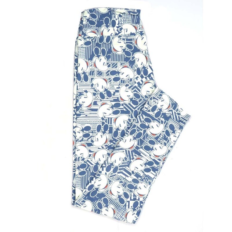LuLaRoe One Size OS Disney Mickey Mouse Old School Smiling Stripe Block Geometric Leggings fits adult sizes 2-10 4507-S